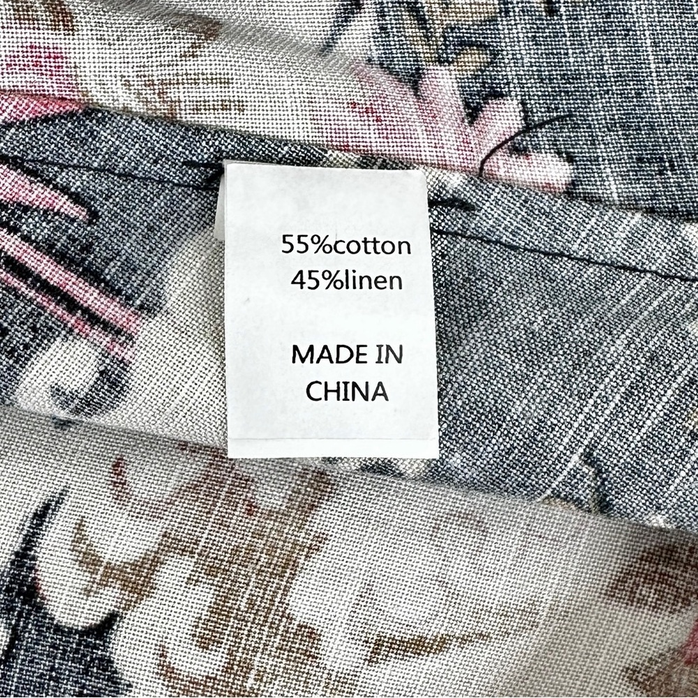 Floral Print Linen Open Back Midi Dress Small prairie cottage earthy‎ neutral - Picture 8 of 11